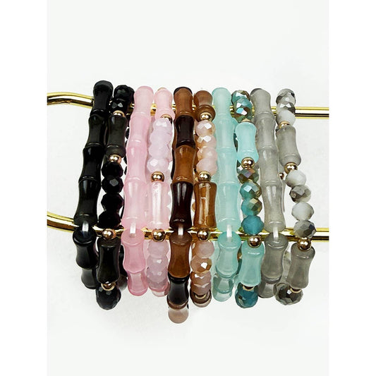 Stone Design Cross Beaded Stretch Bracelet