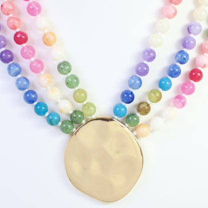 Kori Beaded Layered Necklace with Pendant Multi by Caroline Hill