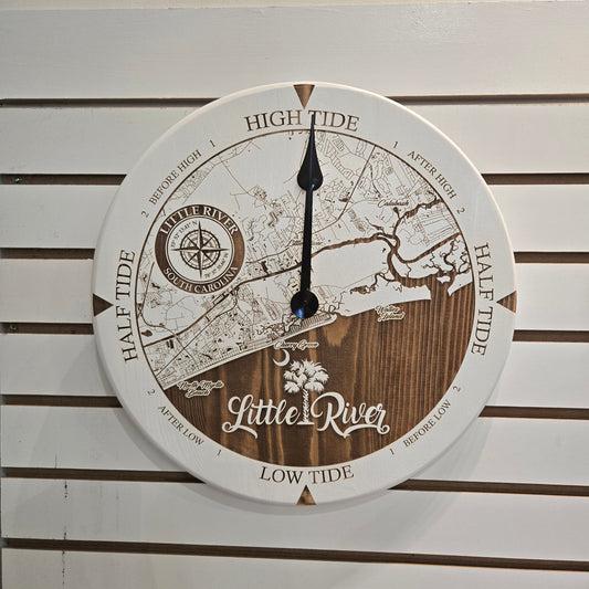 Lowcountry Tide Clocks - Little River- White- 12"