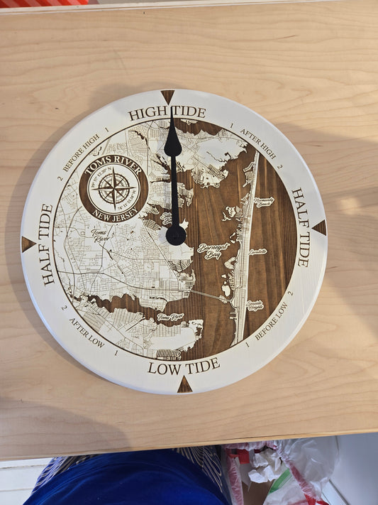 16" Lowcountry Tide Clock - Tuckerton, NJ- White