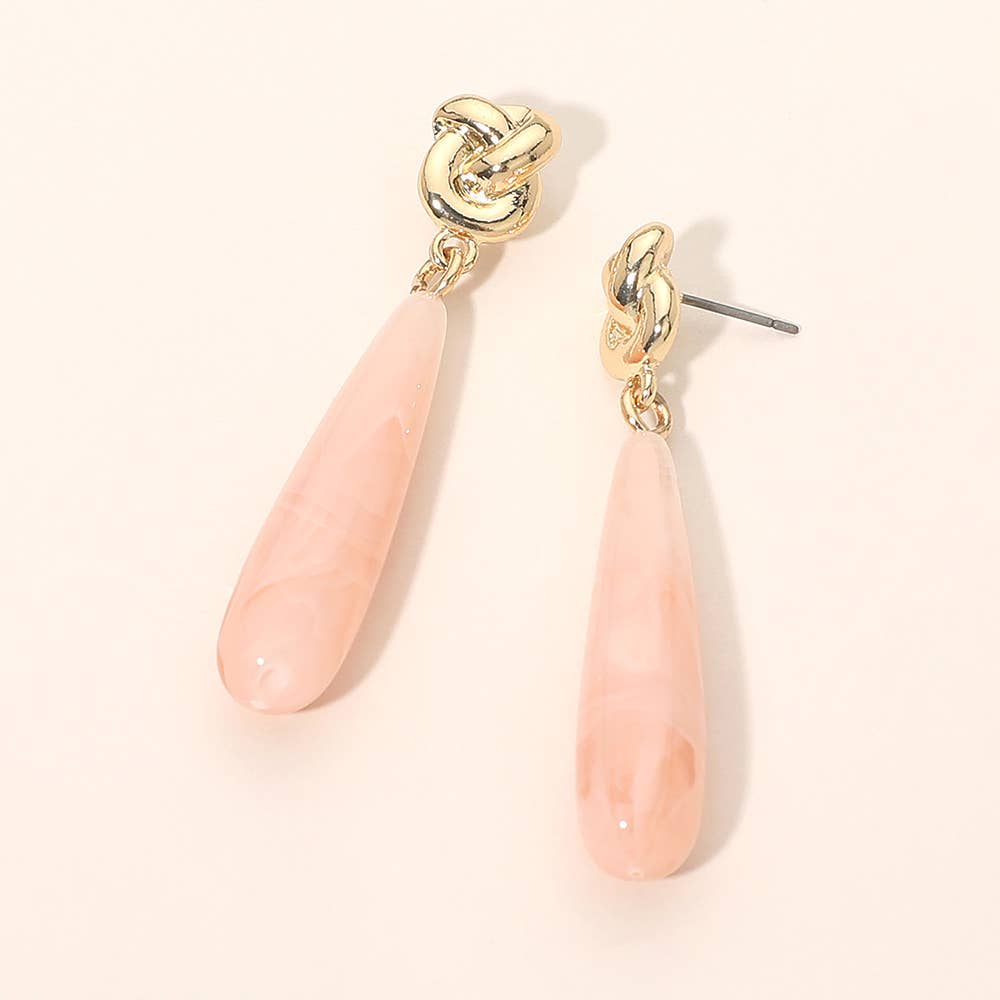 Knotted Top Resin Teardrop Drop Earrings