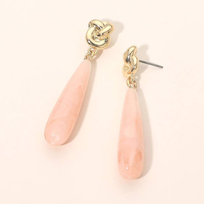 Knotted Top Resin Teardrop Drop Earrings
