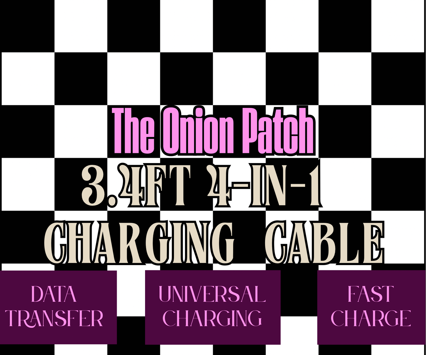 Pink & White Beaded Pearl 4-in-1 Beaded Fast Charging Cable