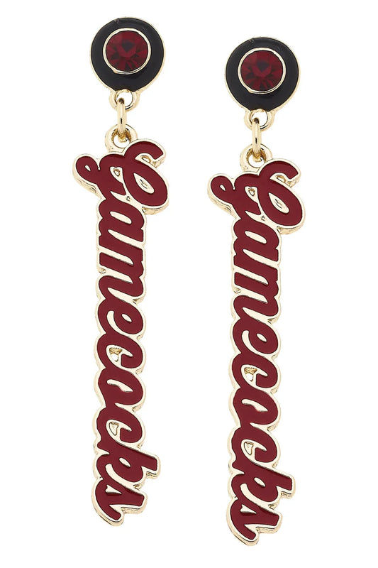 South Carolina Gamecocks Autograph Enamel Earrings in Garnet
