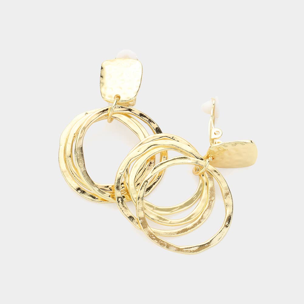 Layered Metal Hoop Clip on Earrings
