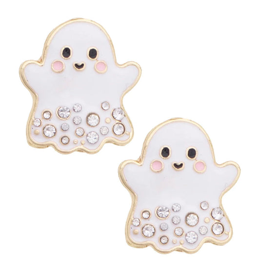 Rhinestone Ghost Stud Earrings by Canvas