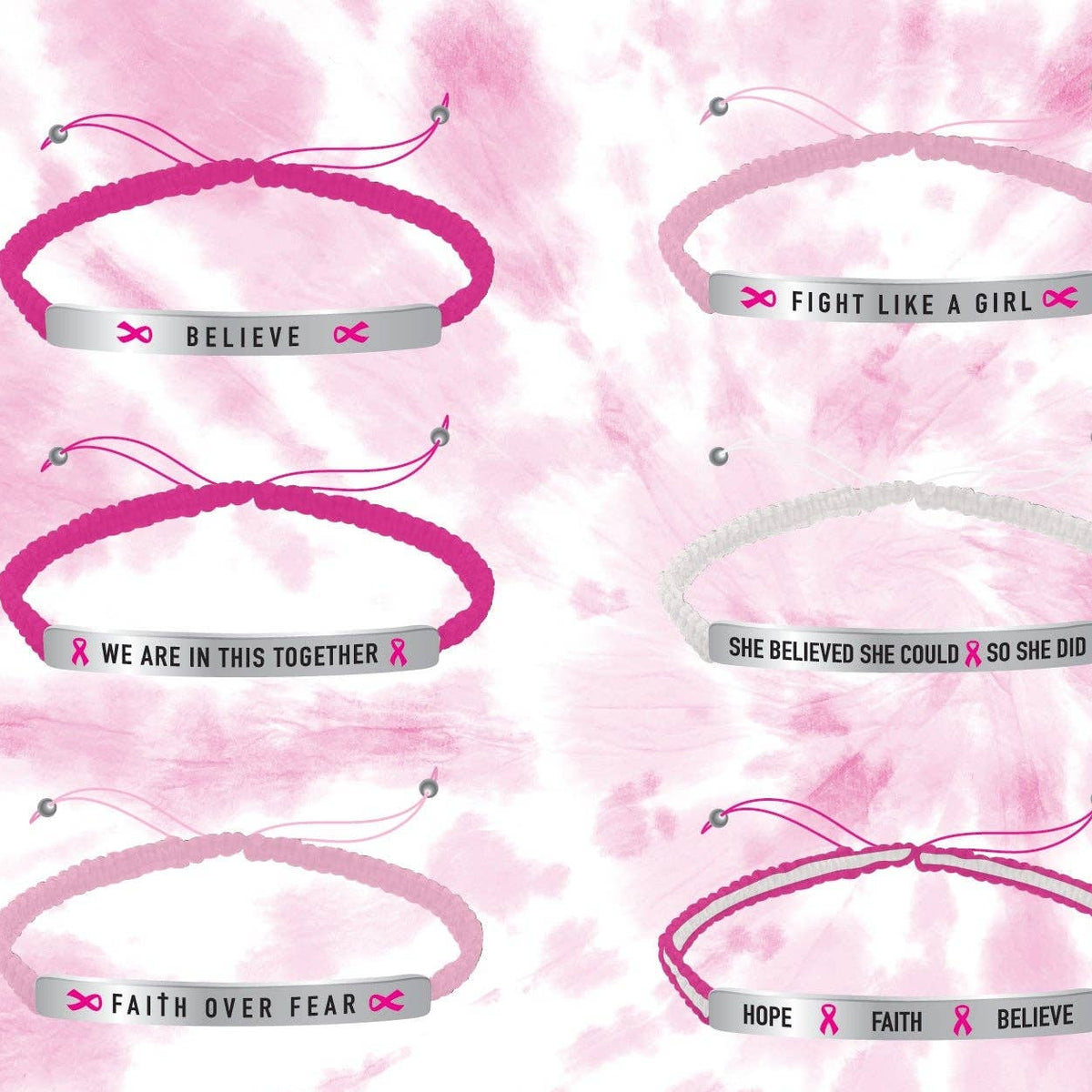 Breast Cancer Awareness Braided Bracelet