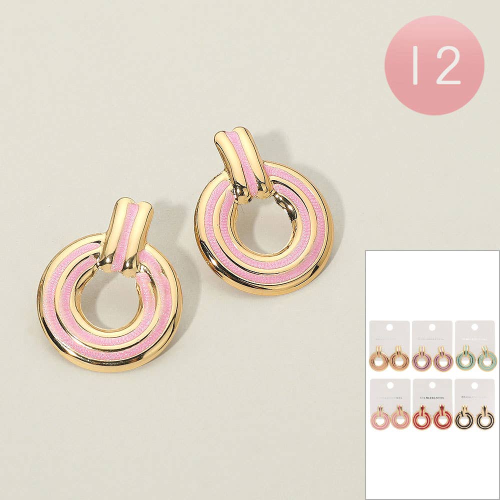 Enamel Door Knocker Earrings-Circle