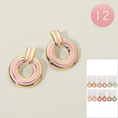 Enamel Door Knocker Earrings-Circle