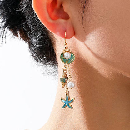 Starfish Shell Pendant Earrings