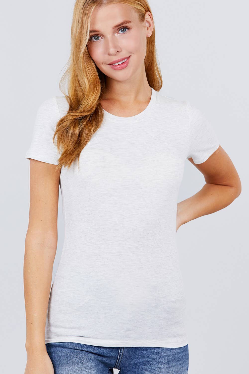 `.FITTED SHORT SLEEVE CREW NECK COTTON JERSEY TOP