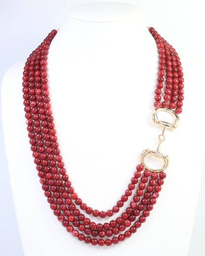 Braelyn Horsebit Beaded Layered Necklace by Caroline Hill
