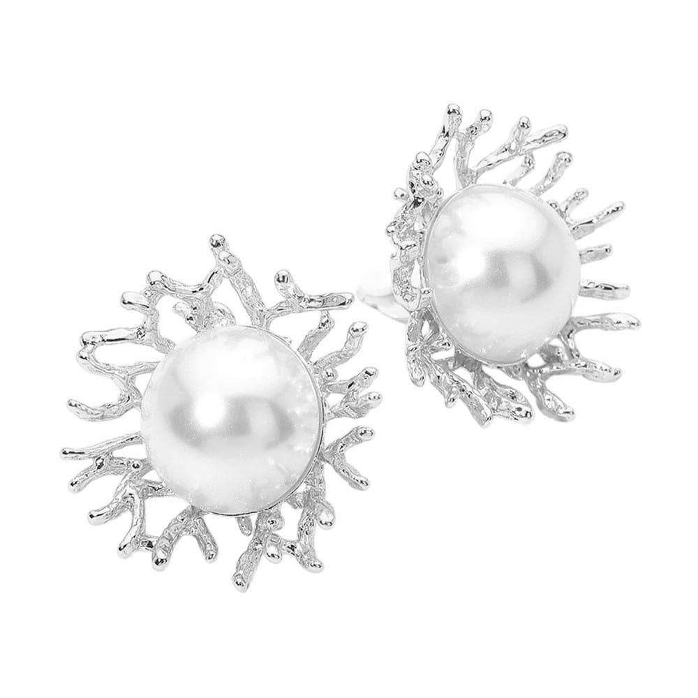 Pearl Coral Clip On Earrings