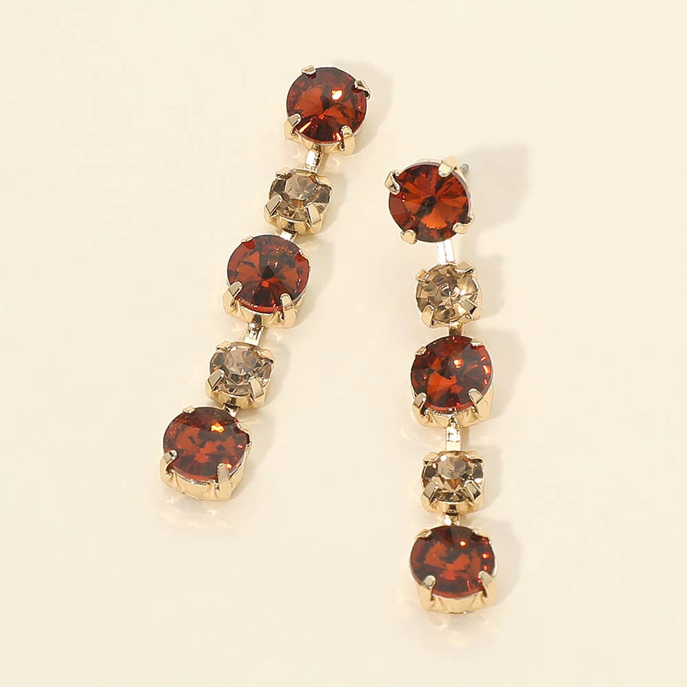 Round Stone Cluster Link Drop Earrings- Gold Dipped