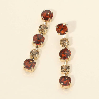 Round Stone Cluster Link Drop Earrings- Gold Dipped