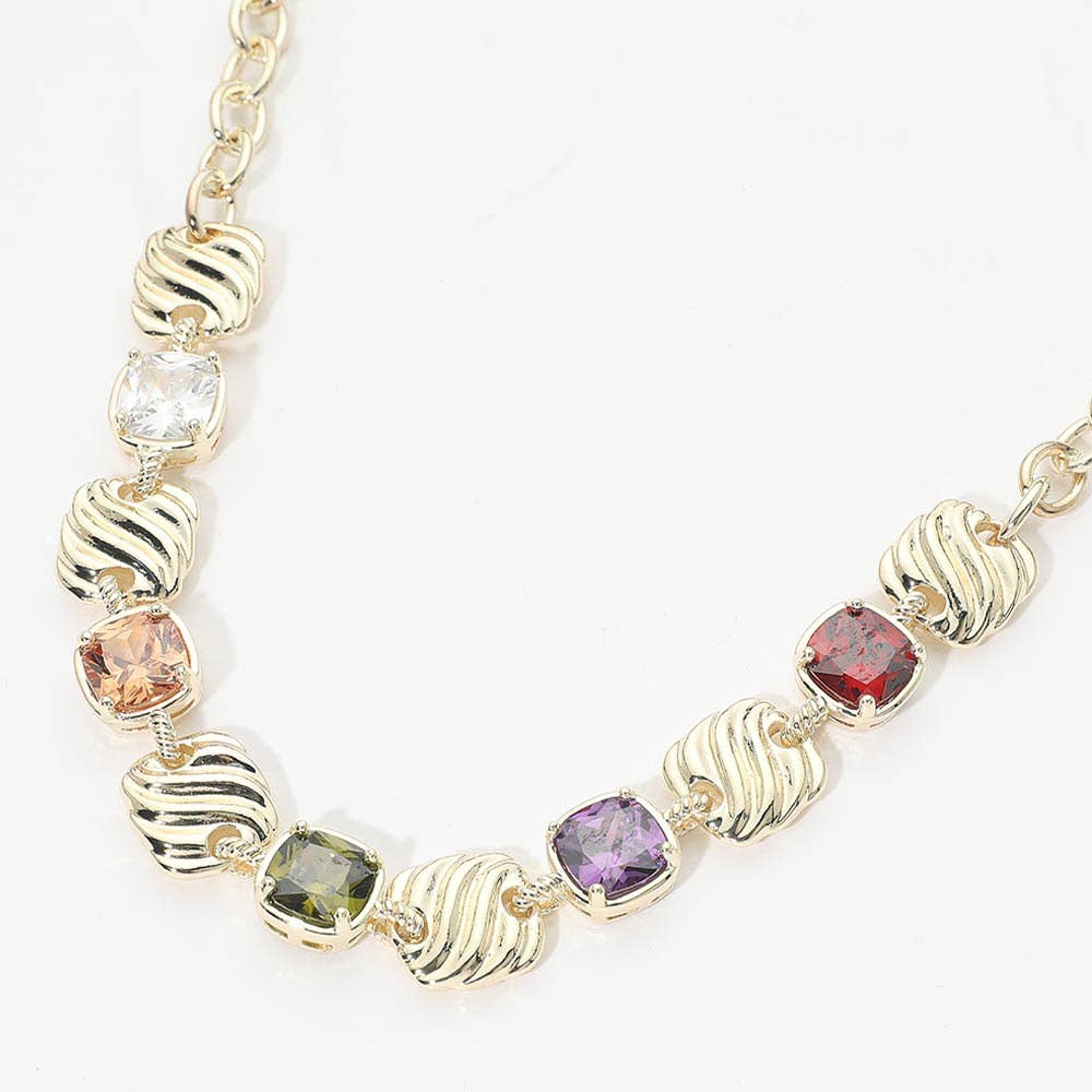 Gemstone Garden Necklace- 14K Gold Dipped