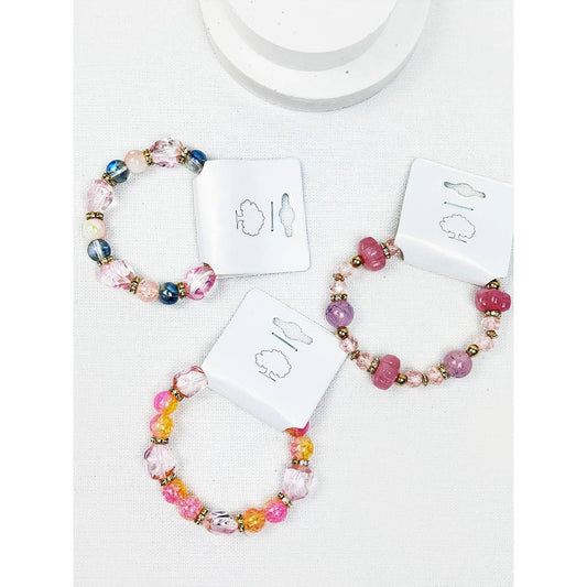 Soft Pink Shades of Mix Bead Stretch Bracelets