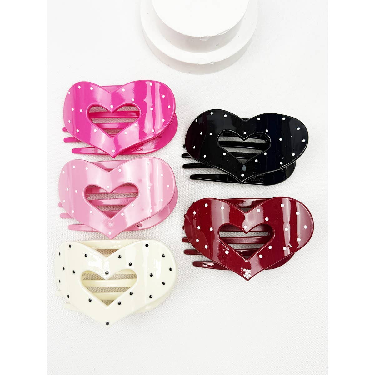 Polka Dot Heart Flat Hair Clip