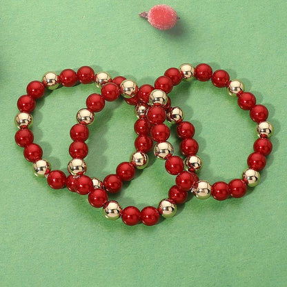 3PCS - Christmas Beaded Stretch Multi Layered Bracelets