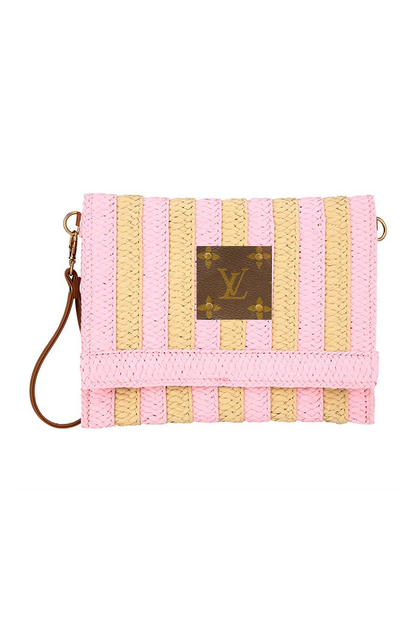 Louis Vuitton - Upcycled Striped Straw Clutch Wristlet Crossbody