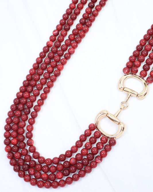 Braelyn Horsebit Beaded Layered Necklace by Caroline Hill