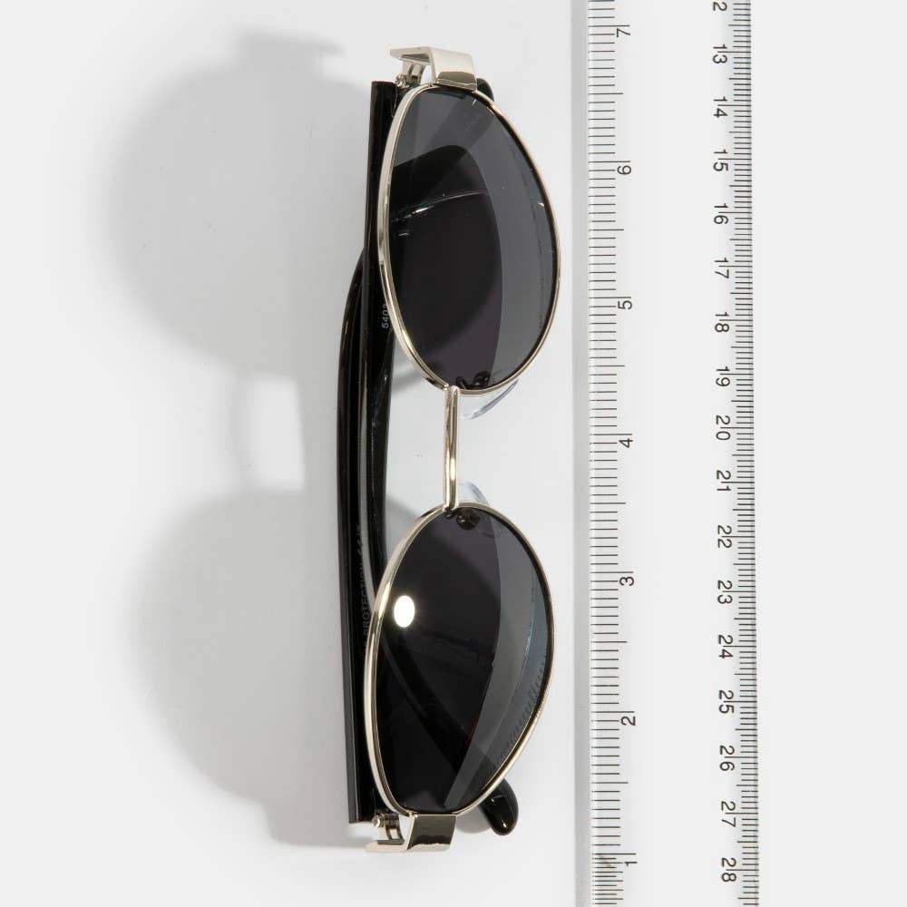 Bold Oval Metal Frame Sunglasses Set