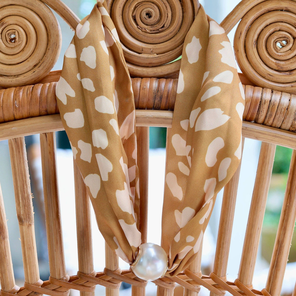 Pammie Magnetic Pearl Scarf Necklace-Taupe- by Caroline Hill