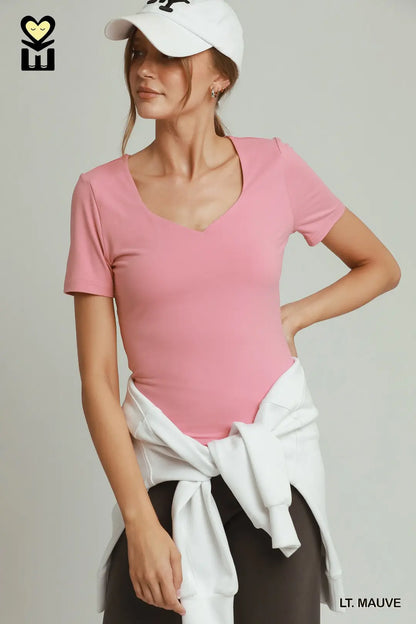 PULSEKNIT Sweetheart Neckline Front Double-Lined Top- by Umgee