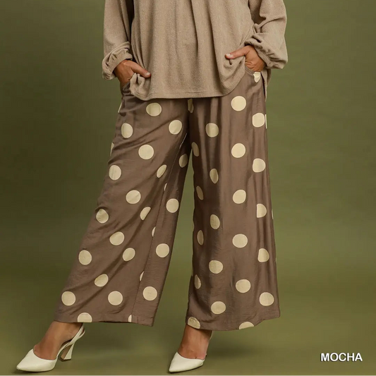 Mocha Dot Wide Leg Pants by Umgee