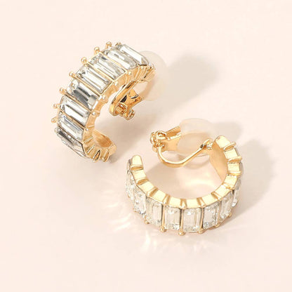Baguette Cut Around Hoop Clip On Earrings