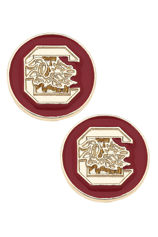 South Carolina Gamecocks Logo Circle Stud Earrings