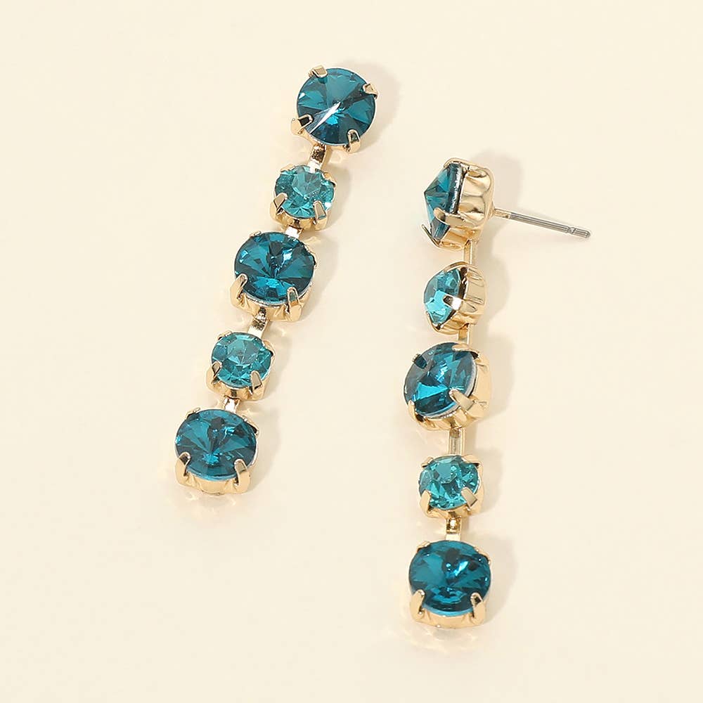 Round Stone Cluster Link Drop Earrings- Gold Dipped