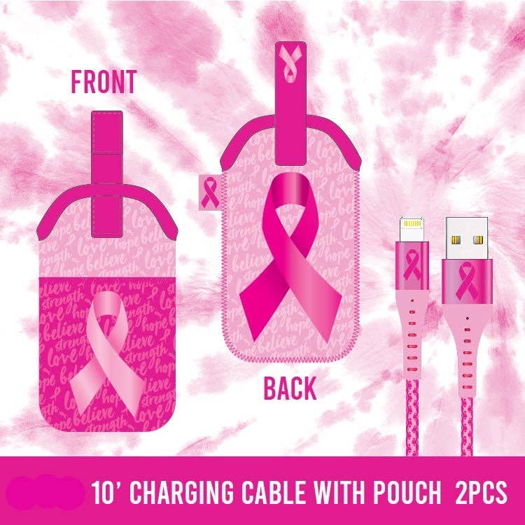 Breast Cancer Awareness USB - Lightning Charging Cable/Pouch