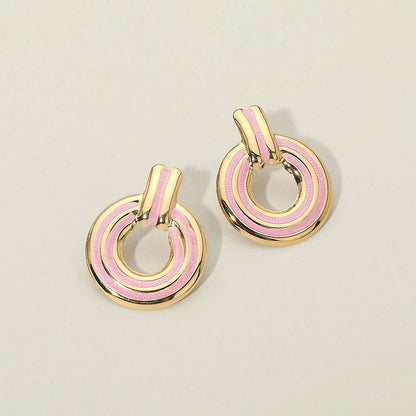 Enamel Door Knocker Earrings-Circle