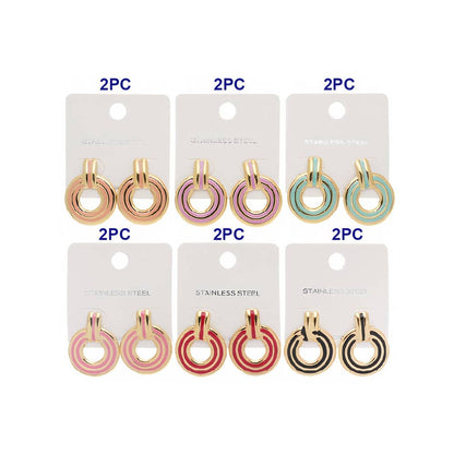 Enamel Door Knocker Earrings-Circle
