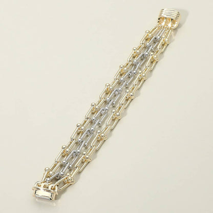 Two Tone Layered Chain Link Magnetic Bracelet