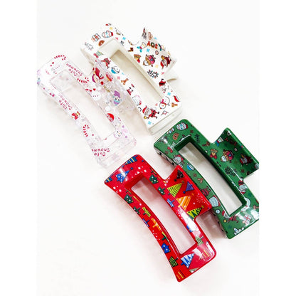 Christmas Rectangle Hair Claw