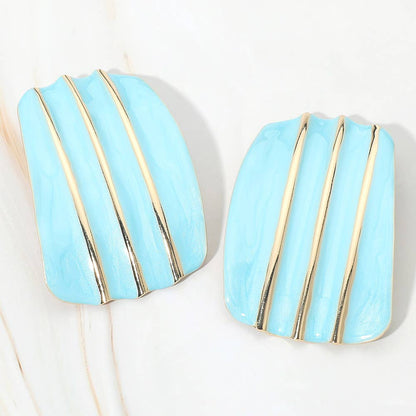 Enamel Geometric Plate Statement Earrings