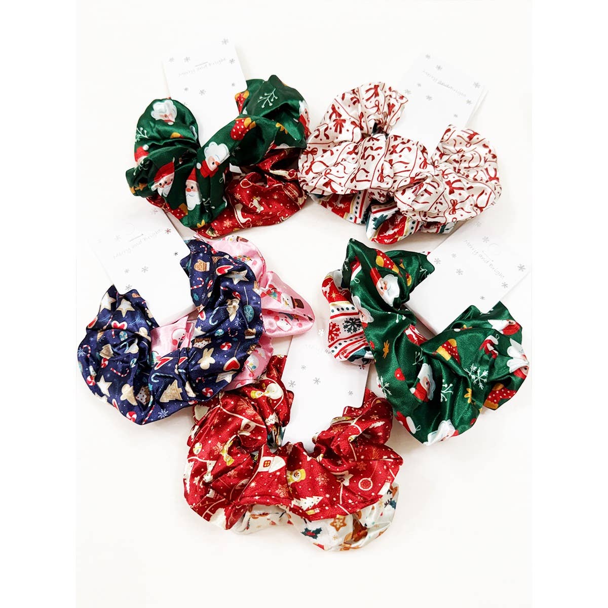 Duo Satin Christmas Hair Scrunchies