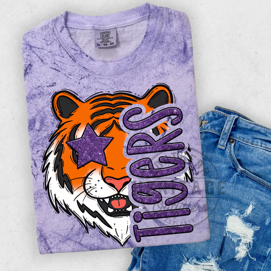 Tigers Faux Glitter Mascot Tee