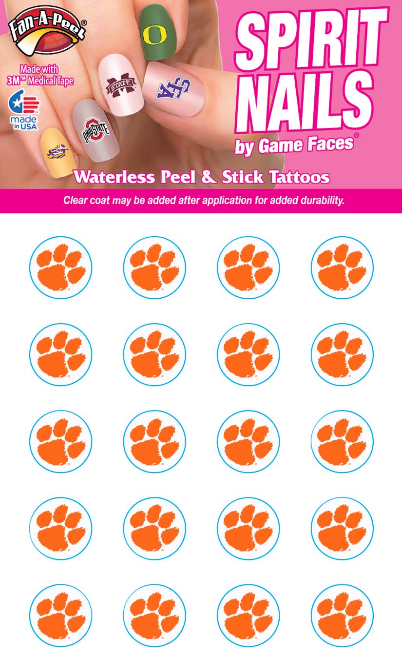 Clemson  Game Faces® Fingernail Temporary Tattoos