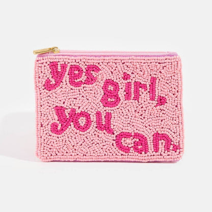 Yes Girl You Can Beaded Coin Purse