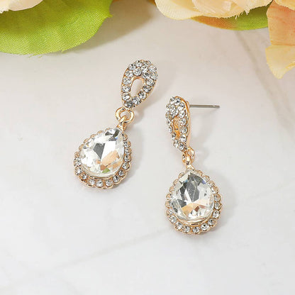 Iridescent Teardrop Crystal Dangle Earrings