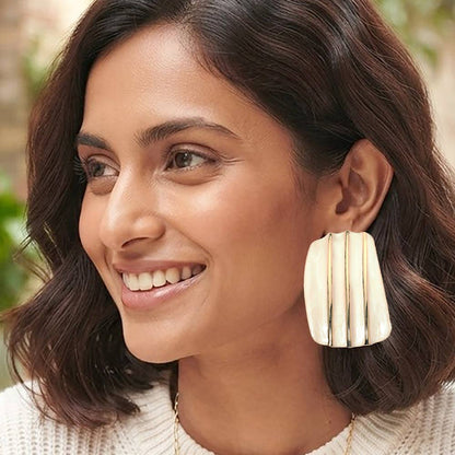 Enamel Geometric Plate Statement Earrings