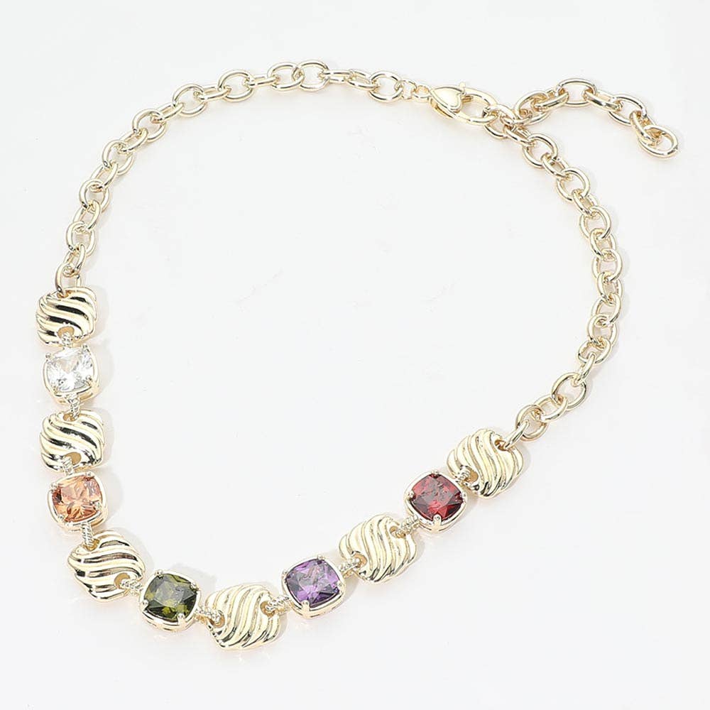 Gemstone Garden Necklace- 14K Gold Dipped