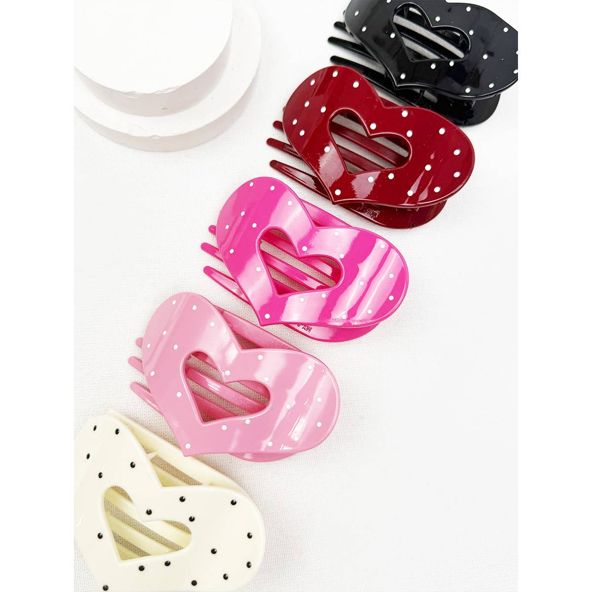 Polka Dot Heart Flat Hair Clip