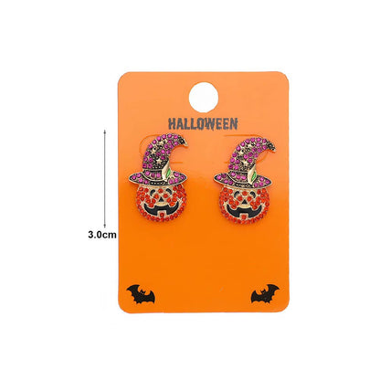 Bling Studded Halloween Pumpkin Earrings