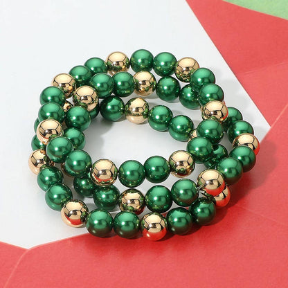 3PCS - Christmas Beaded Stretch Multi Layered Bracelets