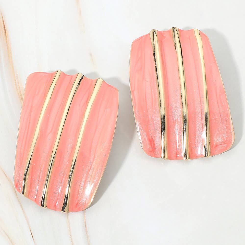 Enamel Geometric Plate Statement Earrings