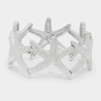 Textured metal starfish stretch bracelet